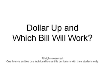 Preview of Dollar Up, Which Bill Works, Unique N2Y, Life Skills Math, Differentiated Work