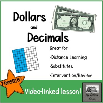 Preview of Dollars and Decimals - a video linked lesson - Distance Learning