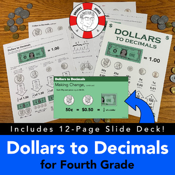 Preview of Dollars to Decimals: Introduction to Decimals Scaffolded Practice Activity