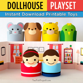 Paper Dollhouse Printable 16 Pages Doll House Family Kids Toy