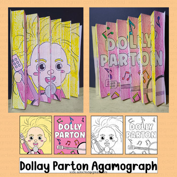Preview of Dolly Parton Activities Bulletin Board Agamograph Craft Music Coloring Pages Art