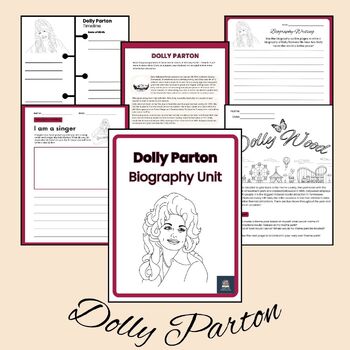 Preview of Dolly Parton Biography Unit Multi Subject Social Studies Family Learning Lesson