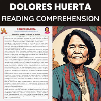 Preview of Dolores Huerta Biography Hispanic Heritage Reading Comprehension Civil Activist