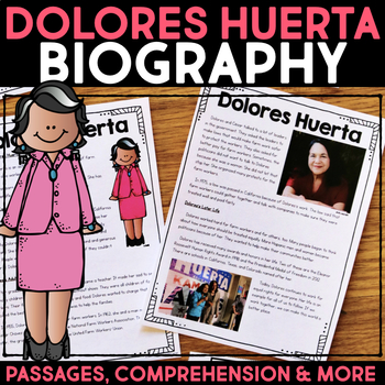Preview of Dolores Huerta Biography Research, Reading Passage, Templates - Women's History