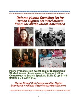 Preview of ESL Speech Skills: Dolores Huerta Speaking Up for Human Rights