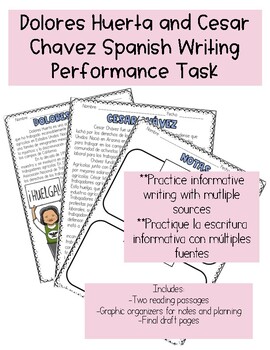 Preview of Dolores Huerta and Cesar Chavez Performance Writing Task in Spanish