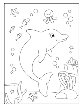 Dolphin Coloring Book For Kids: Fun Coloring Book for Kids Ages 3