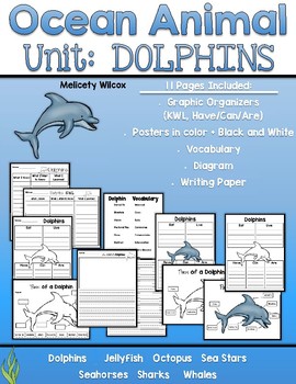 Dolphin Nonfiction Unit Graphic Organizers Posters and Writing Paper