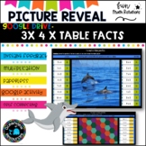 Dolphin Picture Reveal- Multiplication facts 3x 4x tables.