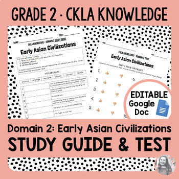 Preview of Domain 2 • EDITABLE Study Guide & Test • Grade 2 CKLA Knowledge