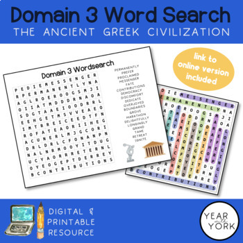 Preview of Domain 3 The Ancient Greek Civilization Word Search