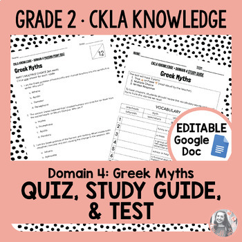 Preview of Domain 4 • EDITABLE Quiz, Study Guide, & Test • Grade 2 CKLA Knowledge