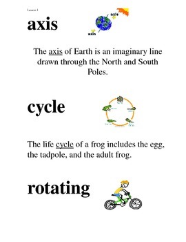 Preview of Domain 6 Cycles in Nature common core Vocabulary Cards