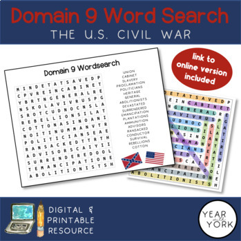 Preview of Domain 9 The U.S. Civil War Word Search