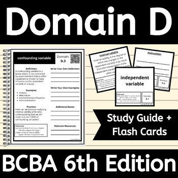 Preview of Domain D 6th Edition Test Content Outline Experimental Design BCBA Study Guide