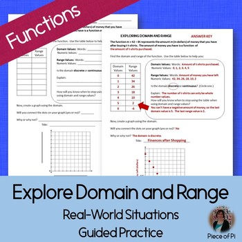 Preview of Domain Range Discrete Continuous Functions Guided Notes