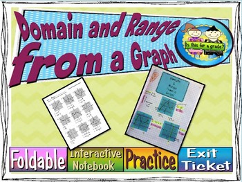 Preview of Domain & Range From a Graph Foldable, INB, Practice Sheet, & Exit Ticket