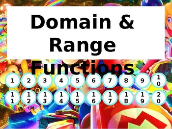 Preview of Domain & Range Functions Review Game - Mario Kart Theme (Similar to Jeopardy)