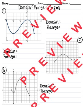 Preview of Domain & Range - Graphs Practice