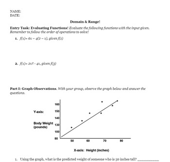 Preview of Domain & Range - Handout