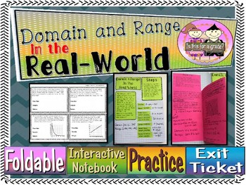 Preview of Domain & Range Real-World Foldable, INB, Practice, Exit Ticket