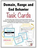 Domain, Range and End Behavior of Functions Task Cards