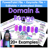 Domain & Range (tables, graphs, ordered pairs, mapping dia