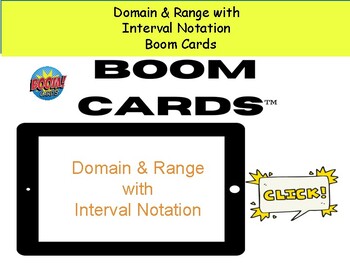 Preview of Domain & Range with Interval Notation for  Boom Cards