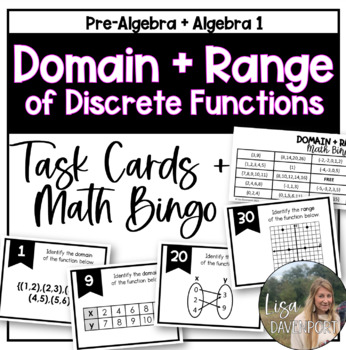 Preview of Domain and Range - Algebra 1 Task Cards and Math Bingo