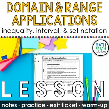 Preview of Domain and Range Applications Lesson