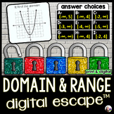 Domain and Range Digital Math Escape Room Activity