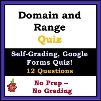 Preview of Domain and Range - Google Forms Quiz - Self Grading, Fully Customizable