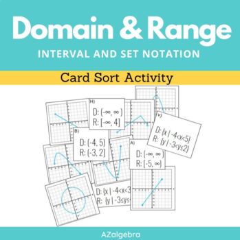 Preview of Domain and Range Interval and Set Notation Card Sort
