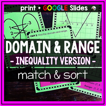 Preview of Domain and Range Matching Activity {INEQUALITIES VERSION} - print and digital