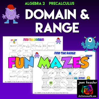 Preview of Domain and Range Mazes Activity