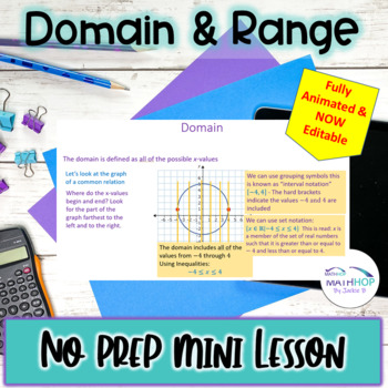 Preview of Domain and Range Mini-Lesson DISTANCE LEARNING