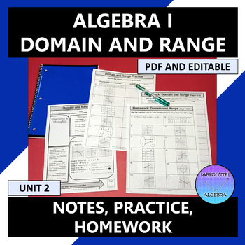 Preview of Domain and Range Notes Practice Homework PDF and Editable U2