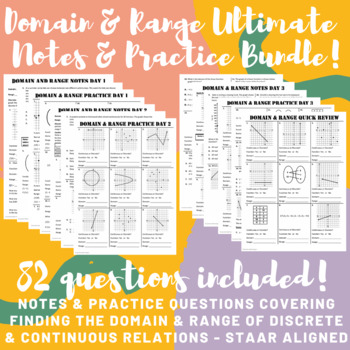 Preview of Domain and Range Notes & Practice Ultimate Bundle Continuous & Discrete STAAR