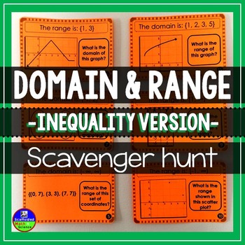 Preview of Domain and Range Scavenger Hunt Activity {INEQUALITIES VERSION}