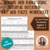Domain and Range Using Interval Notation Cut and Paste Worksheet