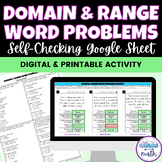 Domain and Range Word Problems Activity - Digital & Worksheet