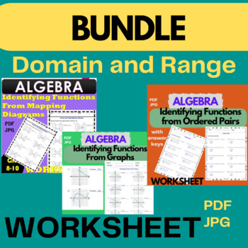 Preview of Domain and Range Worksheets - Algebra 1 Worksheets - BUNDLE