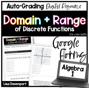 Preview of Domain and Range of Discrete Functions Google Forms Homework