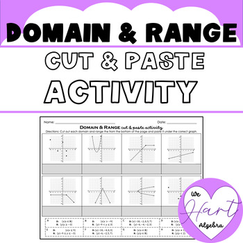 Preview of Domain and Range of Graphs Interactive Activity | Cut and Paste Activity