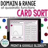 Domain and Range of Quadratic Functions Activity for Googl
