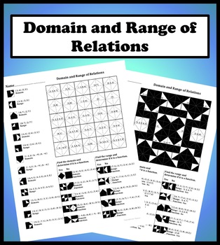 Preview of Domain and Range of Relations Color Worksheet