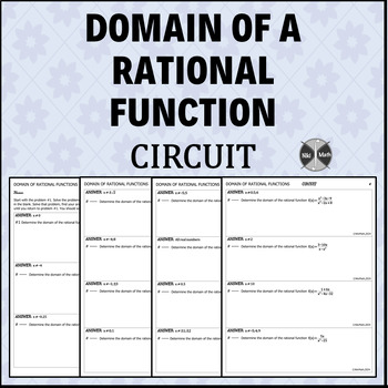 Preview of Domain of a Rational Function - Circuit (15 problems)