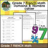 Domaine B: Nombre cahier (Grade 7 FRENCH Ontario Math) New