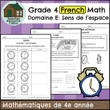 Preview of Domaine E: Sens de l'espace (Grade 4 Ontario FRENCH Math)
