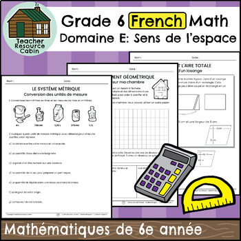 Preview of Domaine E: Sens de l'espace (Grade 6 Ontario FRENCH Math)